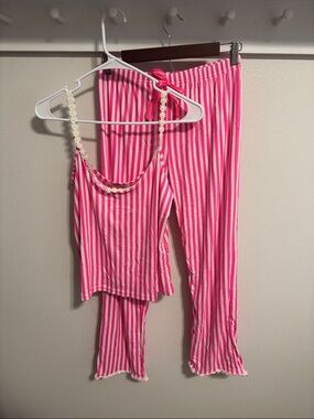 Women’s Pink Striped Pajama Set - Tank & Pants